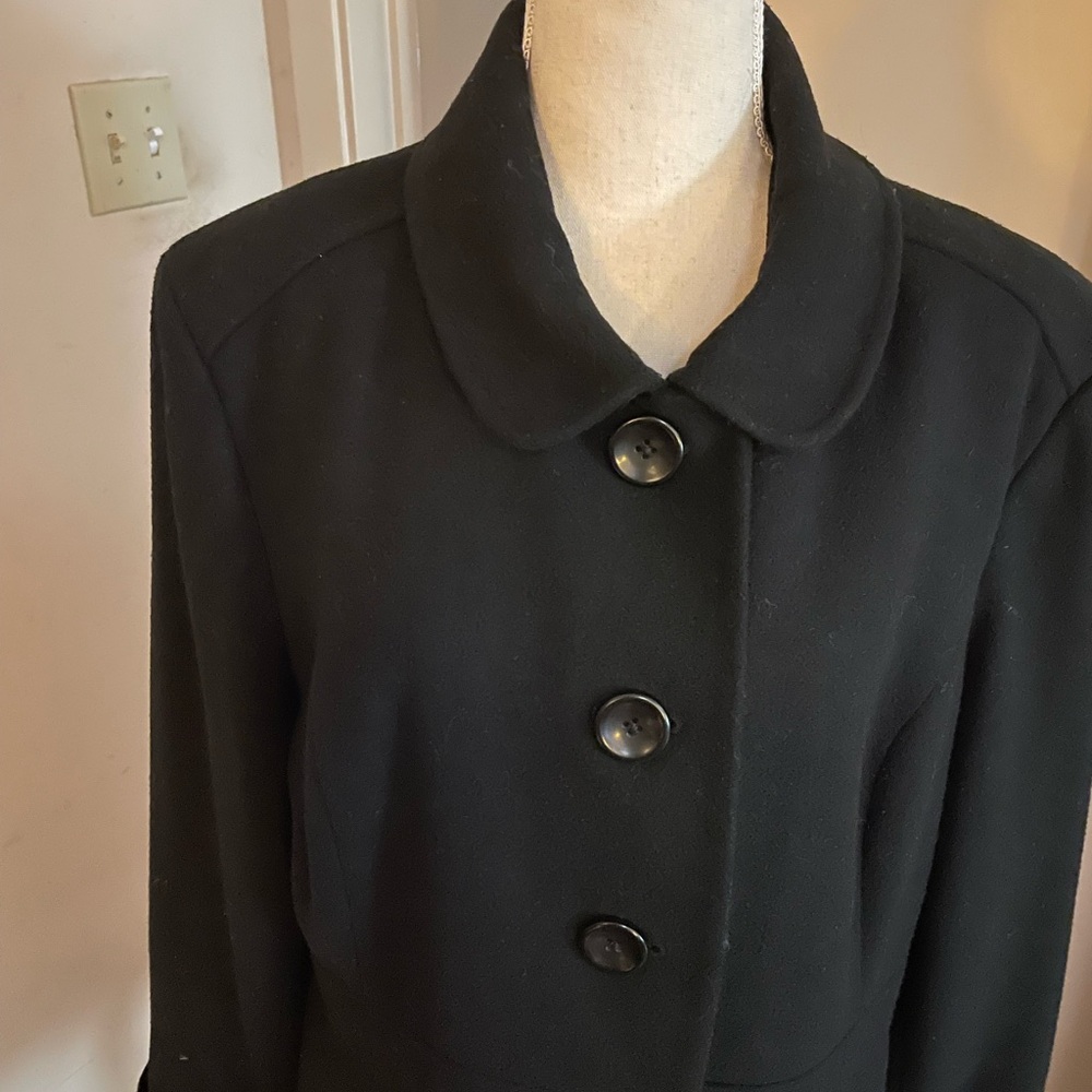 Old Navy Black Recycled Wool Coat collar button down size XL slant front pockets - Picture 5 of 15